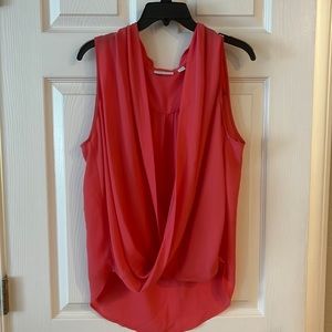 Surplice sleeveless sheer blouse size L